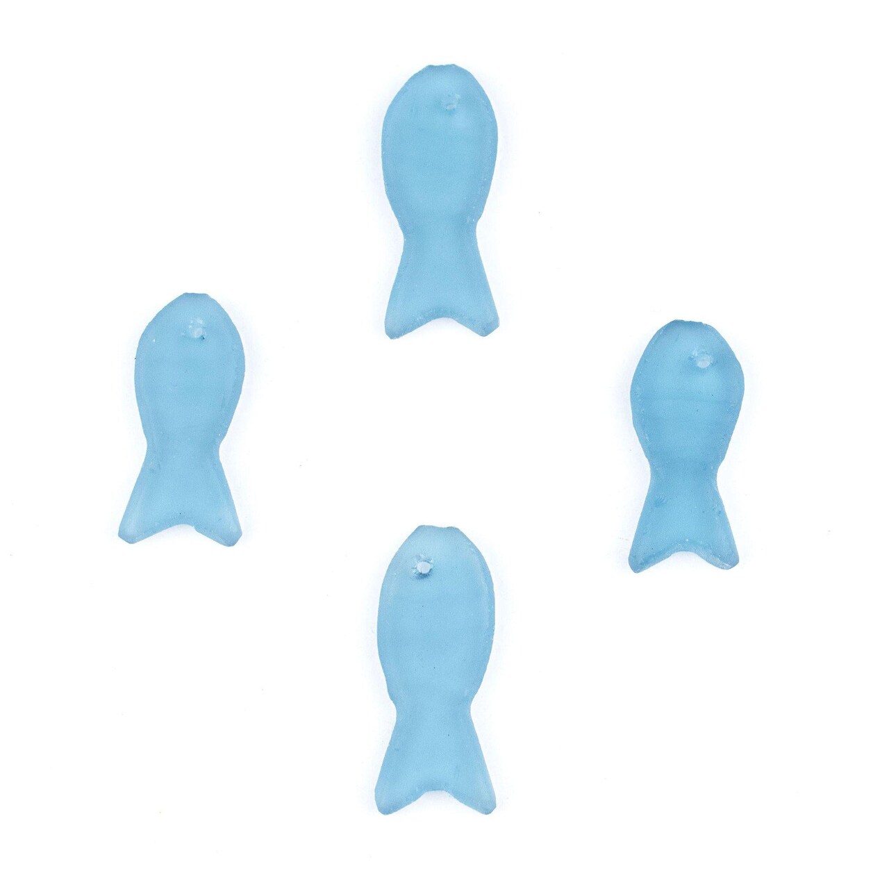 The Bead Chest Fish Sea Glass Pendants, Frosted Matte Eco-Friendly Translucent Recycled Glass Charms for Jewelry & Necklace Making